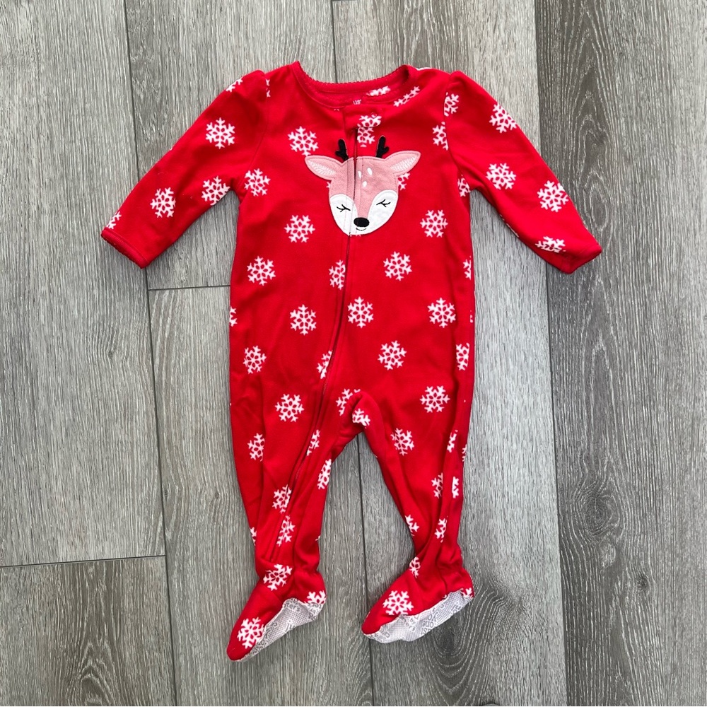 CARTERS FLEECE CHRISTMAS ZIP UP FOOTED SLEEPER 12MO